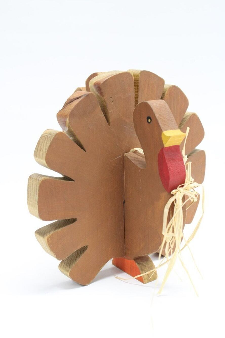 Hand Made Wooden Turkey Paper Napkin Holder Primitive Farmhouse Centerpiece Vtg
